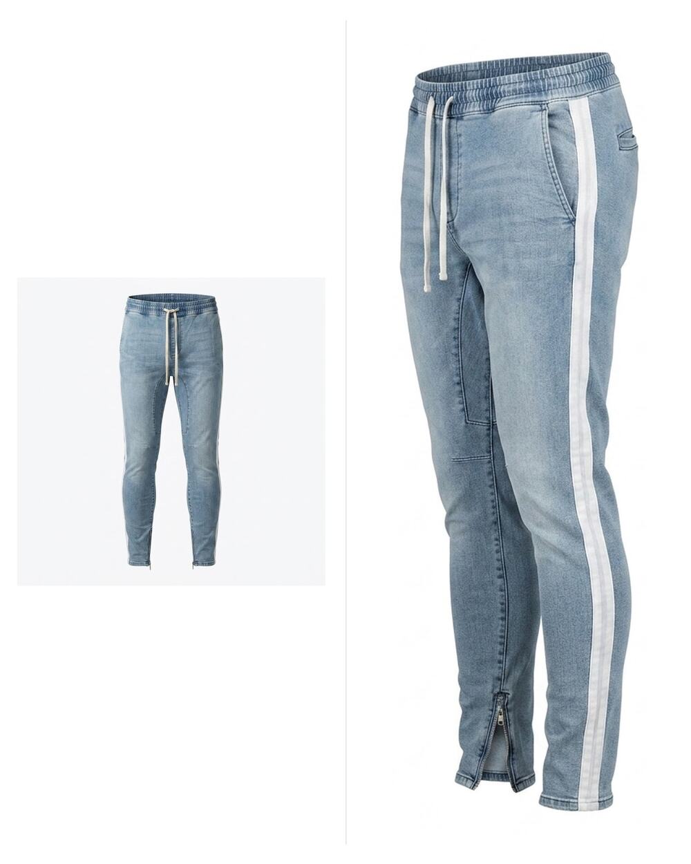 PacSun Active Stretch Light Wash Tapered Denim Zip Hem Pants Men Size M